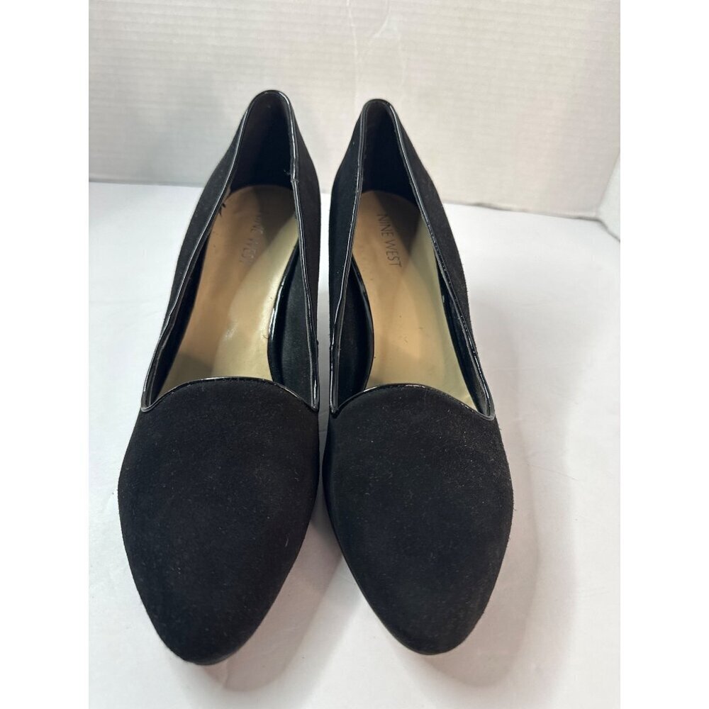 Nine West Women's Size 8.5M Black Suede Heels Career Old Money Academia Style